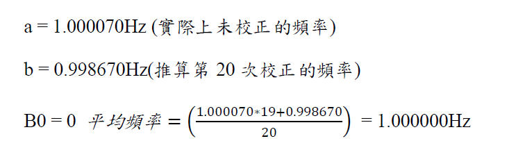 根據測量計算平均頻率確認校正結果