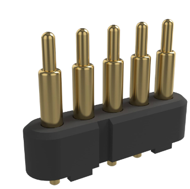 Picture of single row pogo pin connector type P6287MF02-05A200MR for High frequency signal transmission