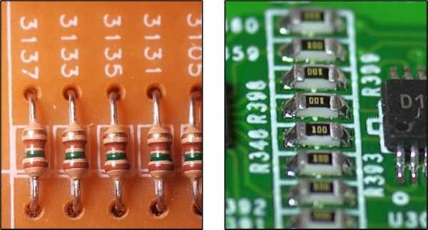 插件電阻與晶片電阻外觀比較